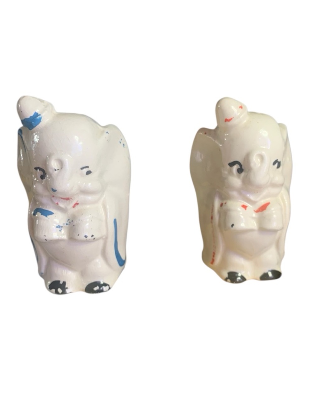 Vintage Walt Disney Circus Dumbo Salt & Pepper Hand-Painted Ceramic Shaker Set
